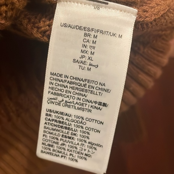 NWOT Brown Cableknit Sweater, 100% Cotton - Picture 3 of 3